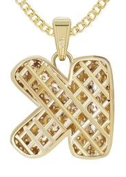10K Yellow Gold Bubble Letter "K" CZ Necklace | Appx. 14.7 Grams