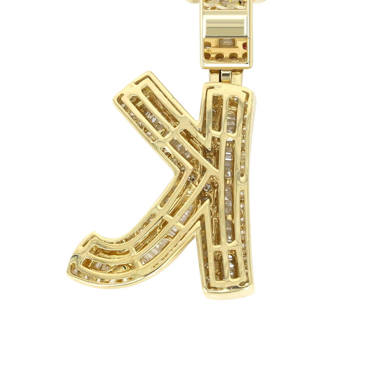 14K Yellow Gold Letter "K" Baguette Diamond Necklace | 2.17 Carats