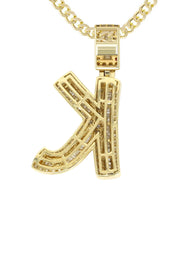 14K Yellow Gold Letter "K" Baguette Diamond Necklace | 2.17 Carats