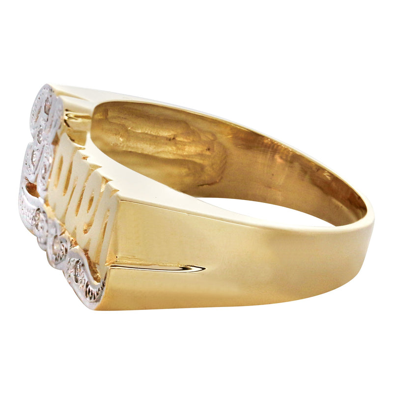 14K Two Tone Diamond Cut With Diamonds Gold Name Ring | Appx. 4 Grams