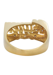 14K Two Tone Diamond Cut With Diamonds Gold Name Ring | Appx. 4 Grams