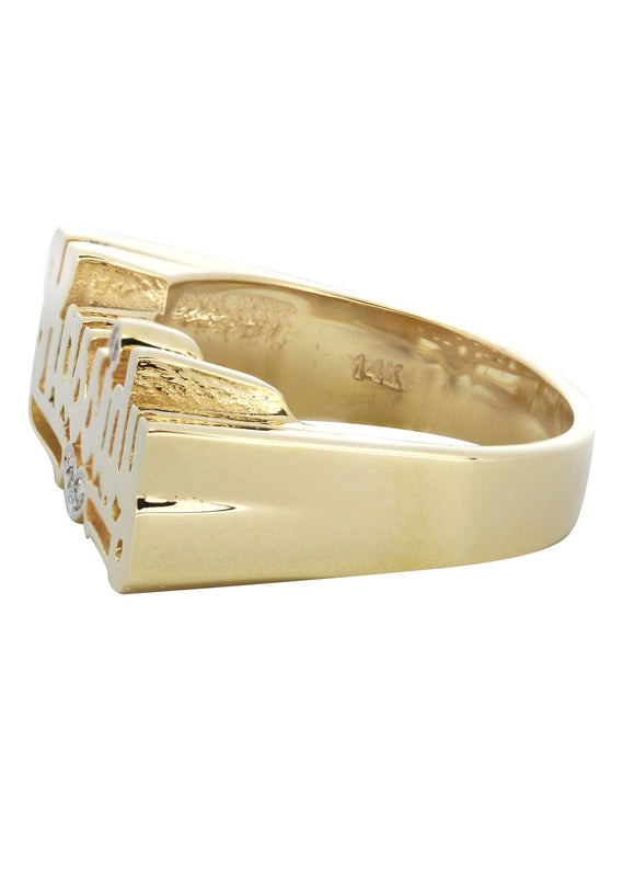14K Diamond Heart Script Gold Name Ring | Appx. 6.3 Grams