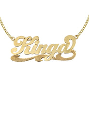 14K Gold  Plain with Diamond Cut Name Plate Necklace | Style #86