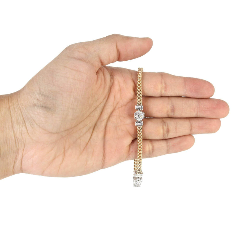 14K Diamond Franco Bracelet | 1.46 Carats | 8 mm Width