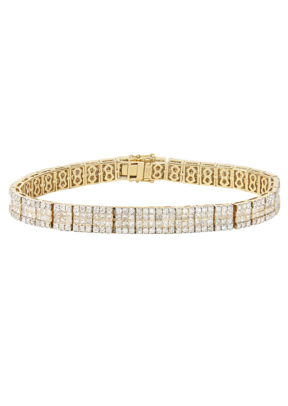 14K Yellow Gold Diamond Tennis Bracelet | 26.98 Grams | 11 Carats