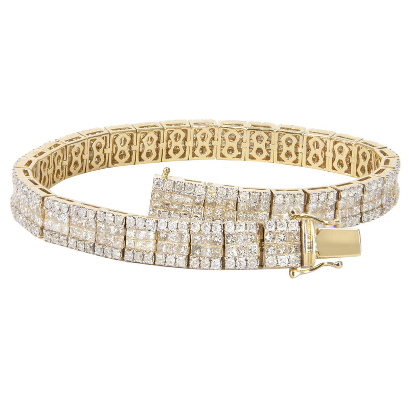 14K Yellow Gold Diamond Tennis Bracelet | 26.98 Grams | 11 Carats