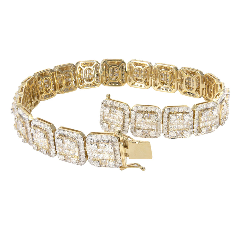 14K Yellow Gold Diamond Cluster Bracelet | 34.83 Grams | 14.73 Carats