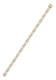 14K Two Tone Diamond Cluster Tennis Bracelet | 26.91 Grams | 11.64 Carats