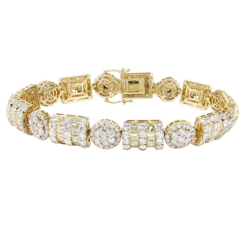 14K Yellow Gold Cluster Diamond Bracelet | 33.97 Grams | 21.15 Carats