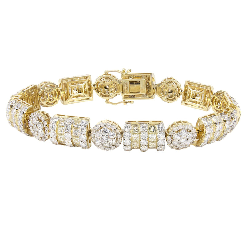 14K Yellow Gold Diamond Cluster Bracelet | 33.97 Grams | 21.15 Carats