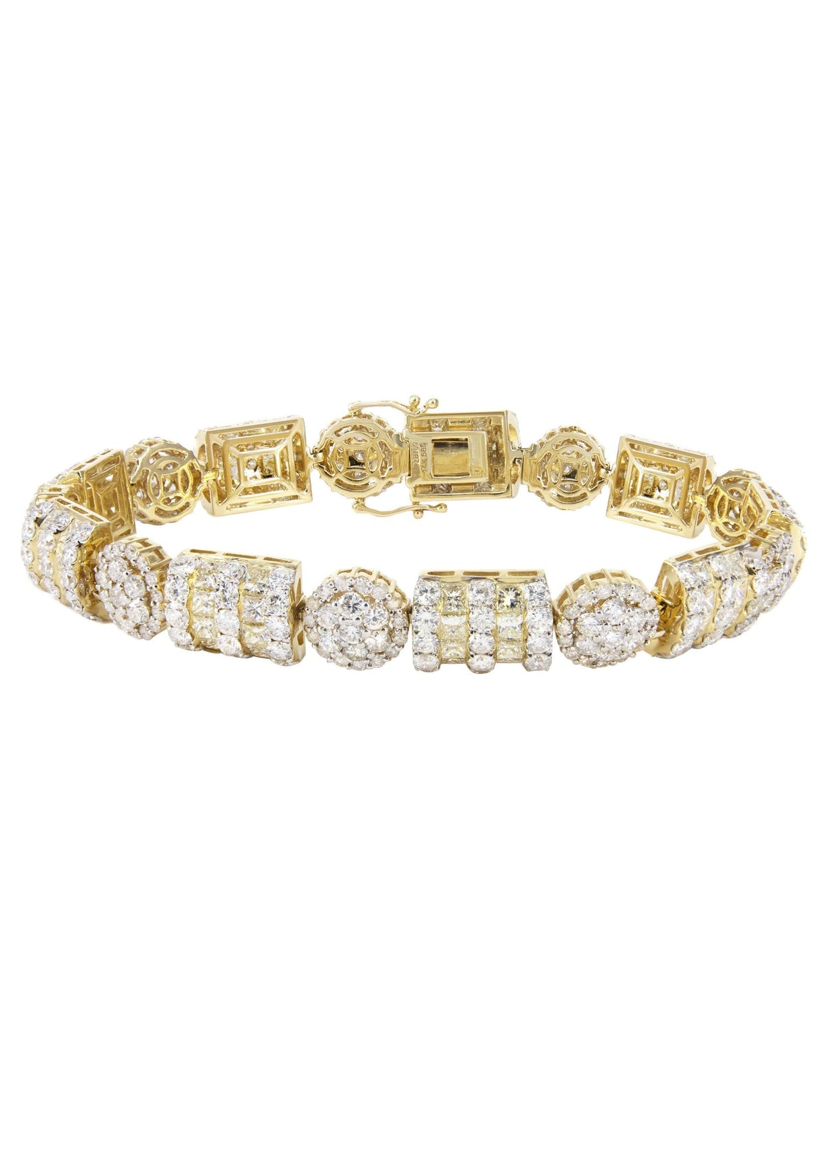 14K Yellow Gold Diamond Cluster Bracelet | 33.97 Grams | 21.15 Carats