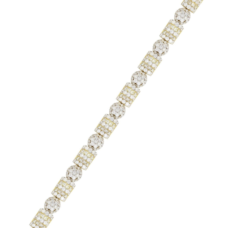 14K Yellow Gold Diamond Cluster Bracelet | 33.97 Grams | 21.15 Carats