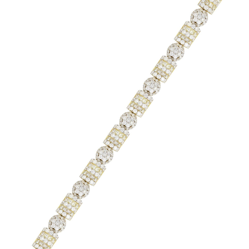 14K Yellow Gold Cluster Diamond Bracelet | 33.97 Grams | 21.15 Carats