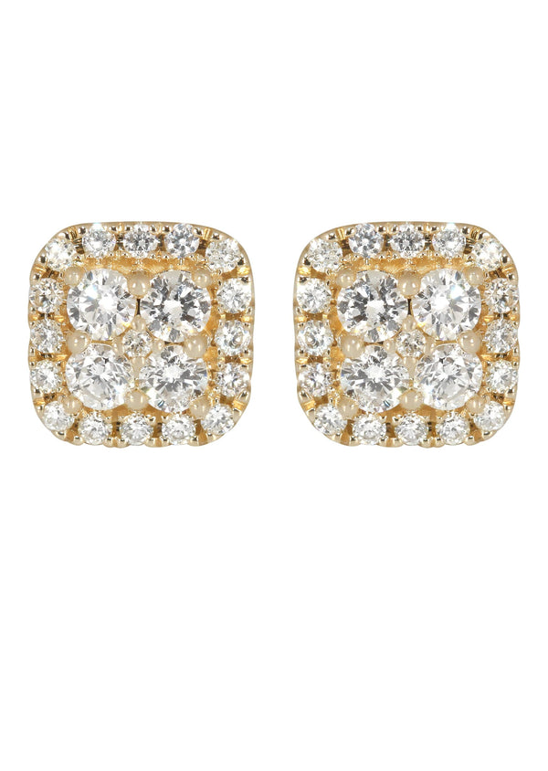 Mens Stud Diamond Earrings | 0.77 Carats 14K Yellow Gold