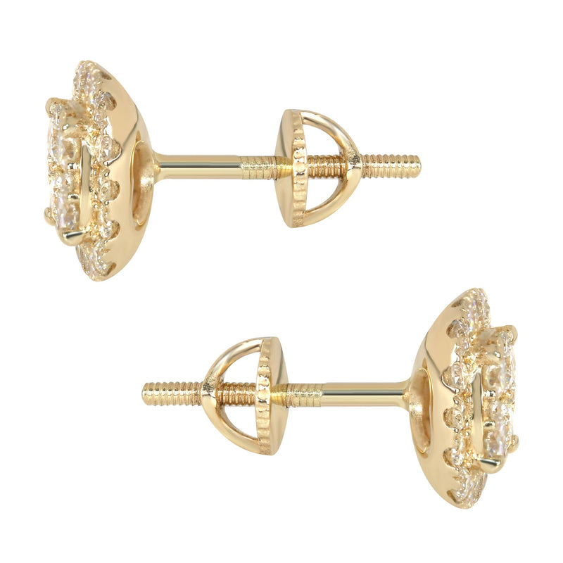 Mens Stud Diamond Earrings | 0.91 Carats 14K Yellow Gold