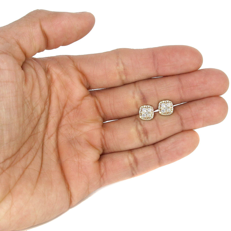 Mens Stud Diamond Earrings | 0.91 Carats 14K Yellow Gold