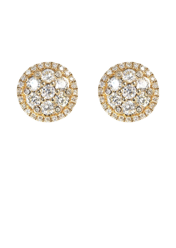 Mens Stud Diamond Earrings | 1.09 Carats 14K Yellow Gold