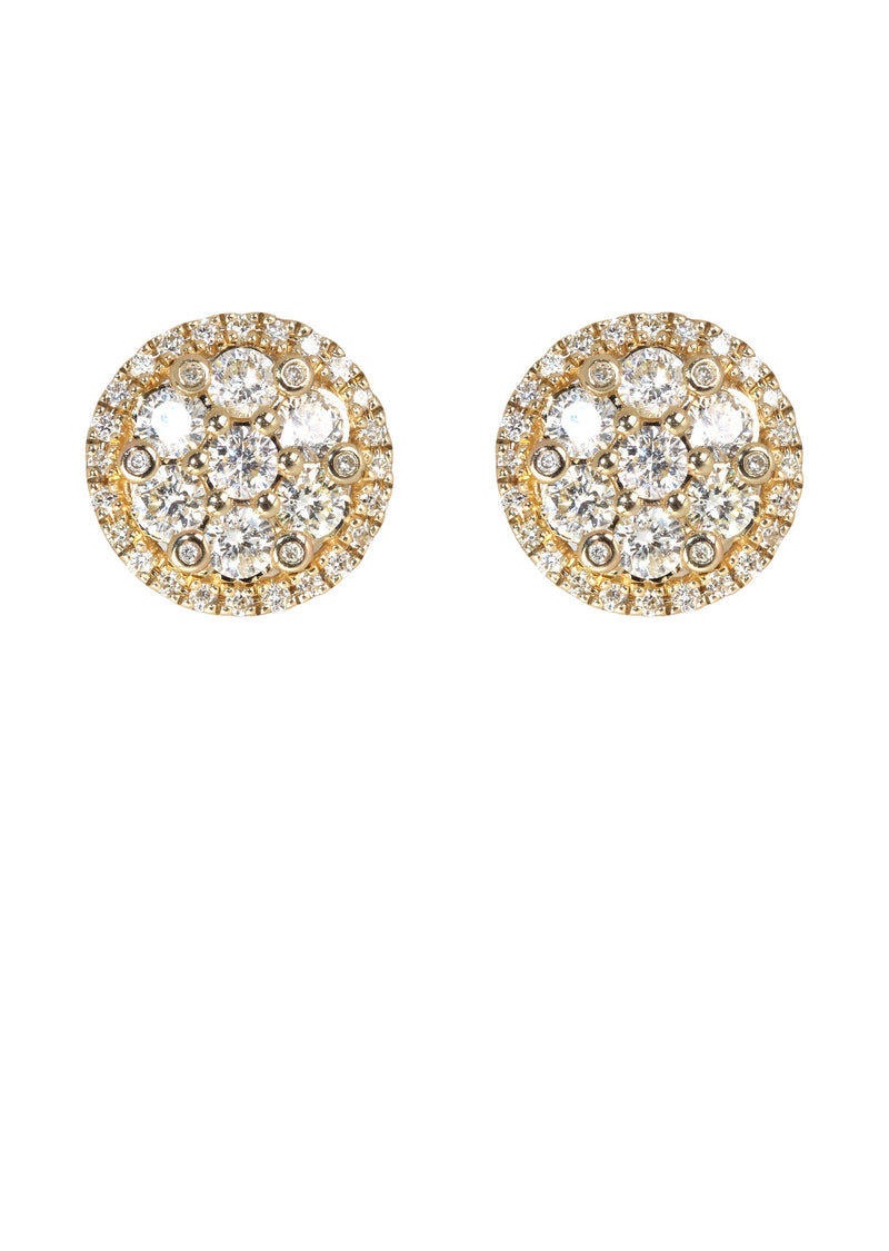 Mens Stud Diamond Earrings | 1.09 Carats 14K Yellow Gold