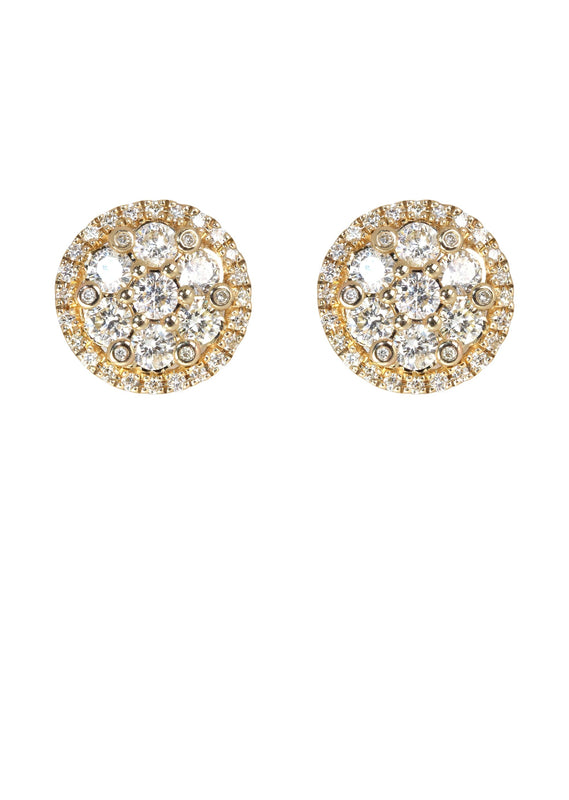 Mens Stud Diamond Earrings | 1.09 Carats 14K Yellow Gold