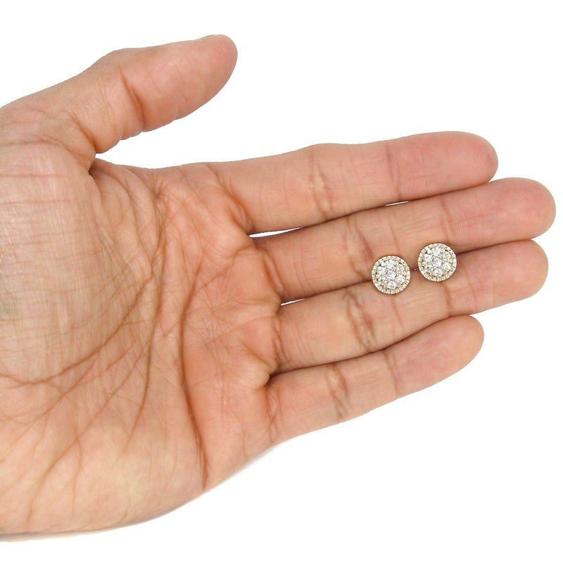 Mens Stud Diamond Earrings | 1.09 Carats 14K Yellow Gold