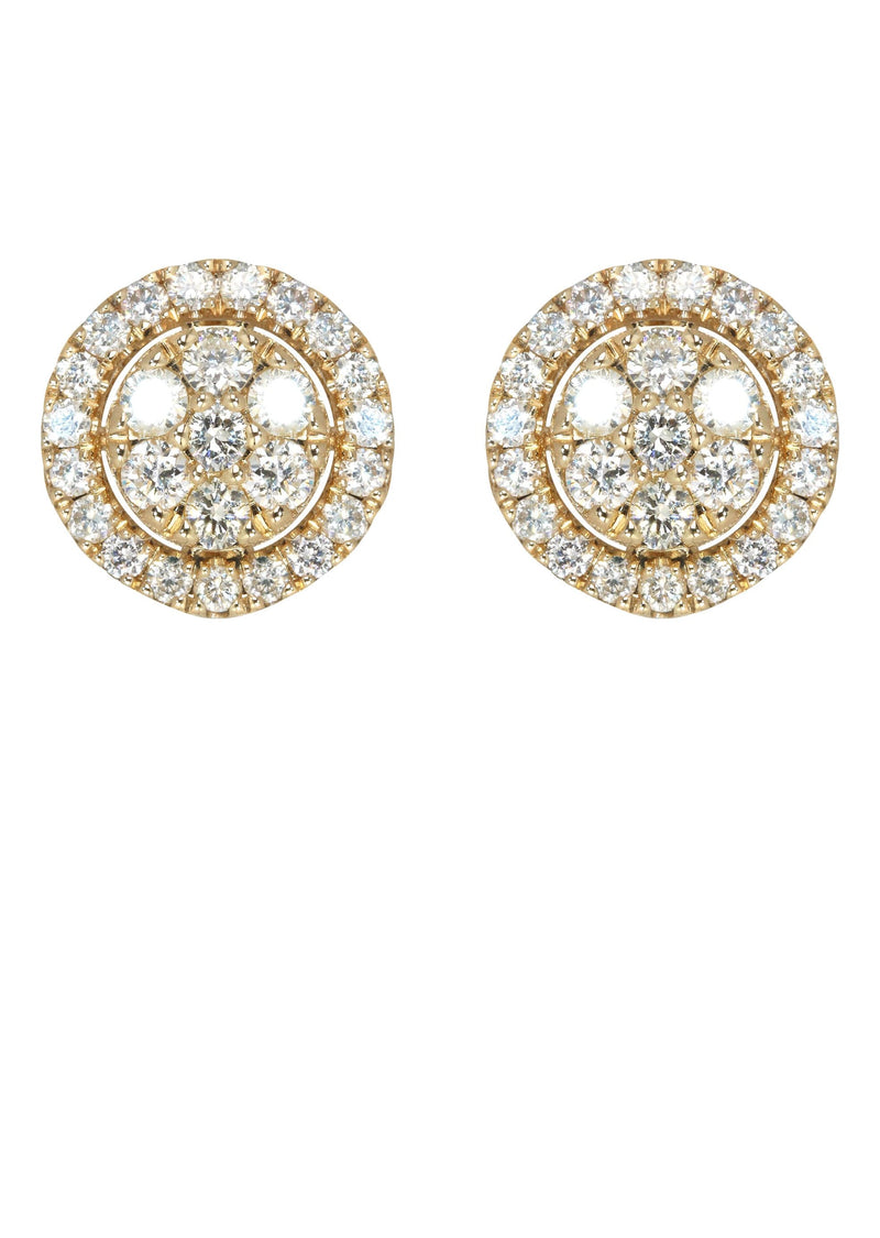 Mens Stud Diamond Earrings | 1.17 Carats 14K Yellow Gold