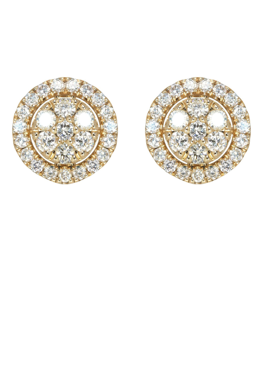 Mens Stud Diamond Earrings | 1.17 Carats 14K Yellow Gold