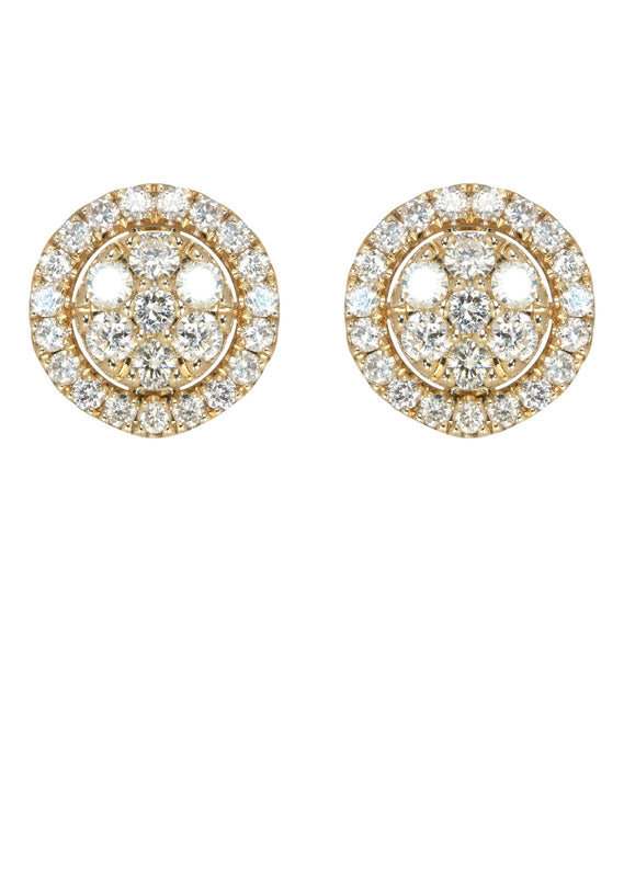 Mens Stud Diamond Earrings | 1.17 Carats 14K Yellow Gold