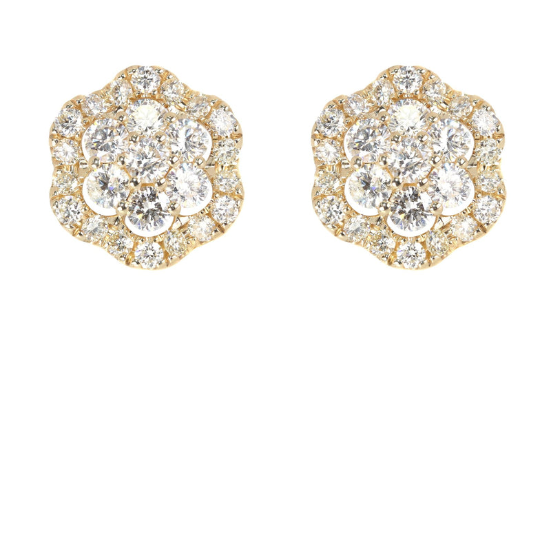 Mens Stud Diamond Earrings | 1.76 Carats 14K Yellow Gold