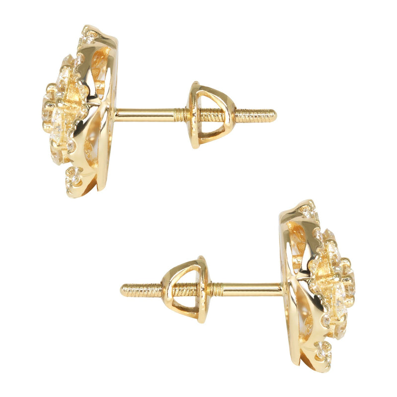 Mens Stud Diamond Earrings | 1.76 Carats 14K Yellow Gold