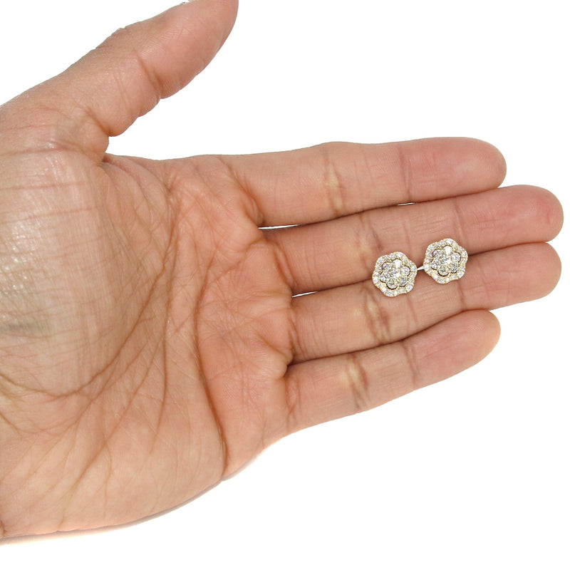 Mens Stud Diamond Earrings | 1.76 Carats 14K Yellow Gold