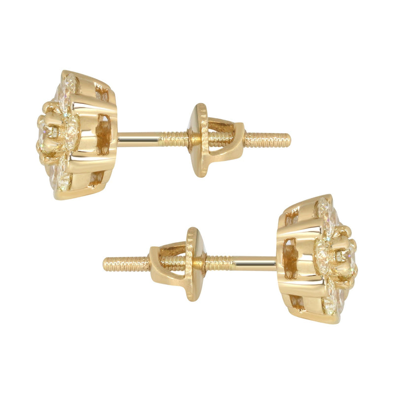 Mens Stud Diamond Earrings | 1.04 Carats 14K Yellow Gold