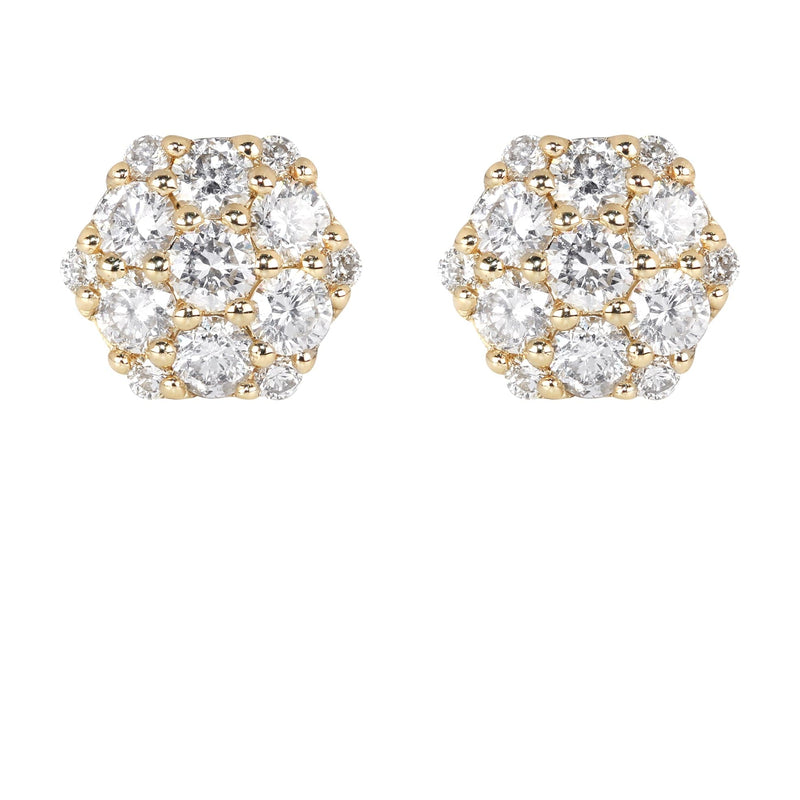 Mens Stud Diamond Earrings | 1.21 Carats 14K Yellow Gold