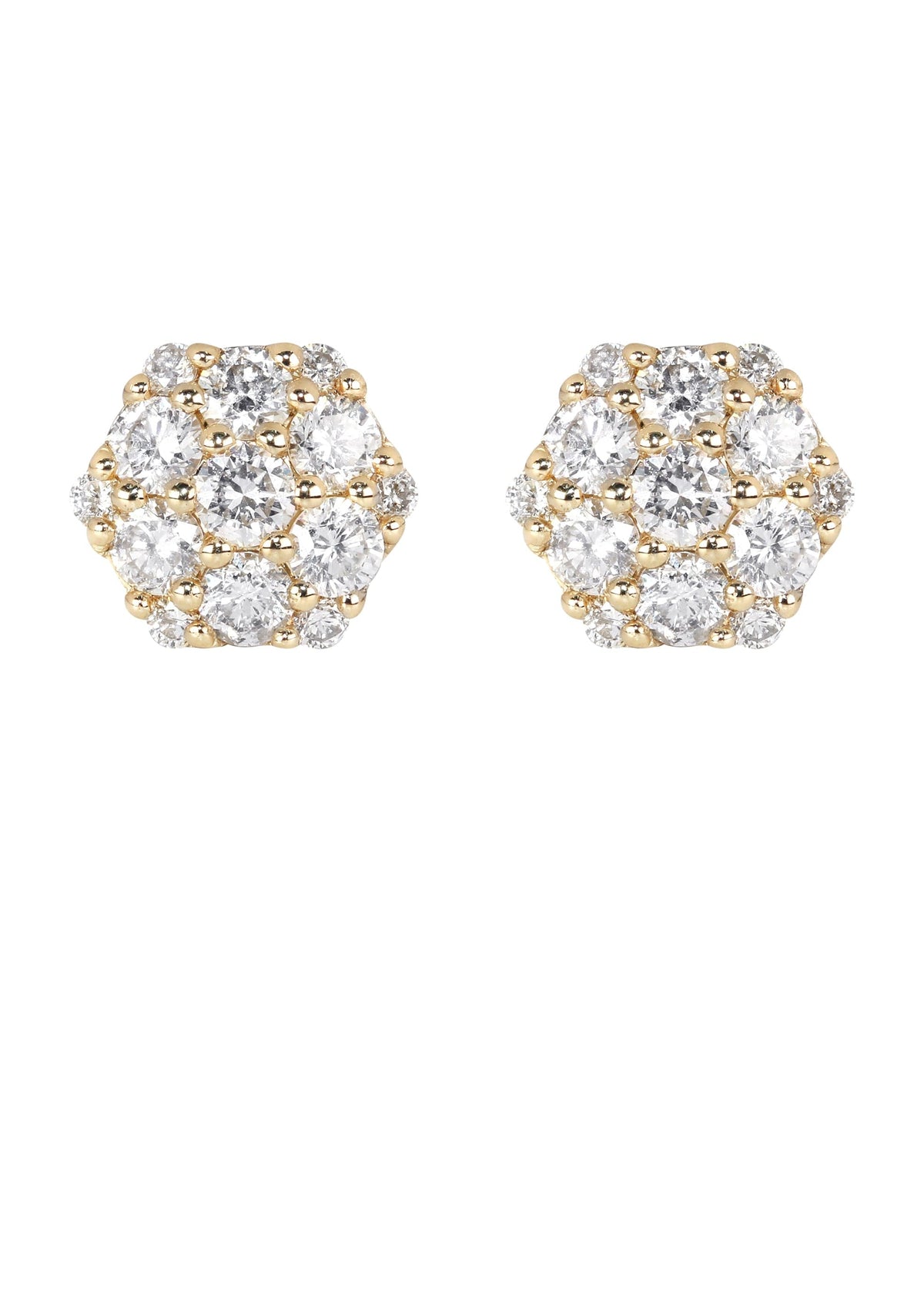Mens Stud Diamond Earrings | 1.21 Carats 14K Yellow Gold