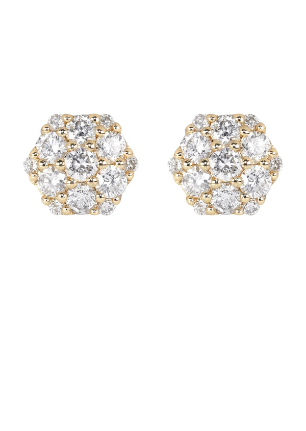 Mens Stud Diamond Earrings | 1.21 Carats 14K Yellow Gold