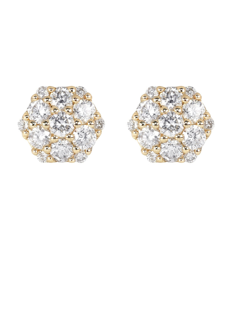 Mens Stud Diamond Earrings | 1.21 Carats 14K Yellow Gold