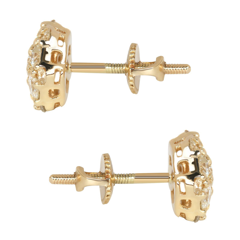 Mens Stud Diamond Earrings | 1.21 Carats 14K Yellow Gold
