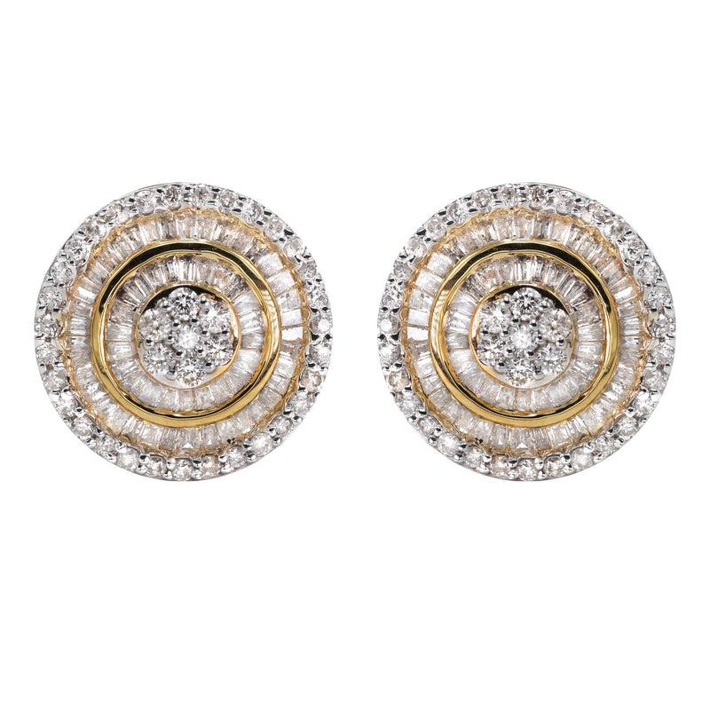 14K Yellow Gold Diamond Baguette Earrings For Men | 0.96 Carats | 3.71 Grams
