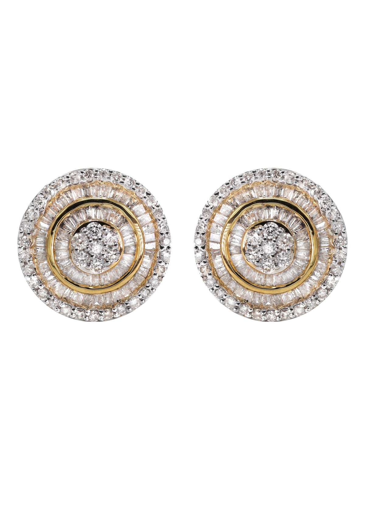 14K Yellow Gold Diamond Baguette Earrings For Men | 0.96 Carats | 3.71 Grams