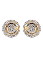 14K Yellow Gold Diamond Baguette Earrings For Men | 0.96 Carats | 3.71 Grams