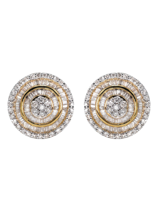 14K Yellow Gold Diamond Baguette Earrings For Men | 0.96 Carats | 3.71 Grams