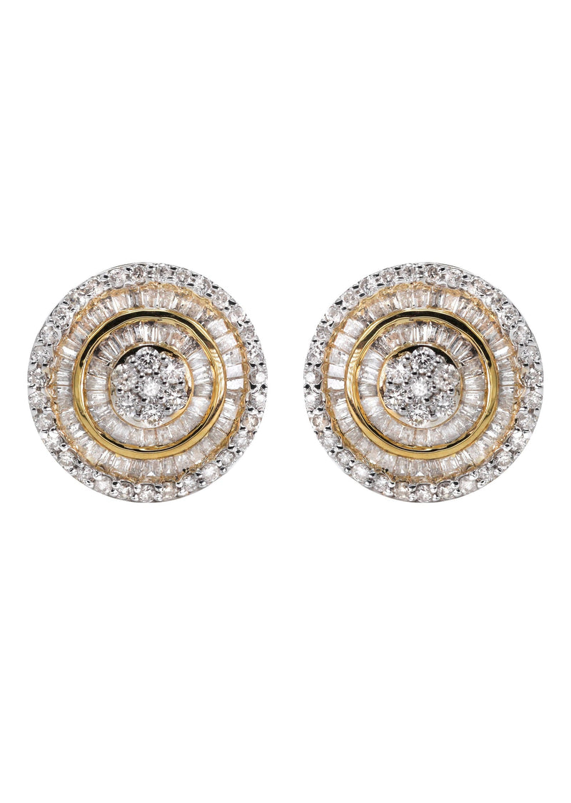 14K Yellow Gold Diamond Baguette Earrings For Men | 0.96 Carats | 3.71 Grams