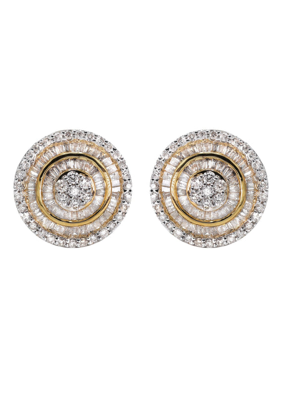 14K Yellow Gold Diamond Baguette Earrings For Men | 0.96 Carats | 3.71 Grams