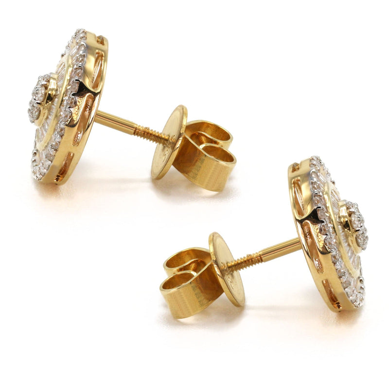 14K Yellow Gold Diamond Baguette Earrings For Men | 0.96 Carats | 3.71 Grams