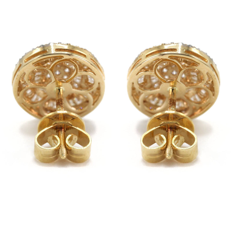 14K Yellow Gold Diamond Baguette Earrings For Men | 0.96 Carats | 3.71 Grams