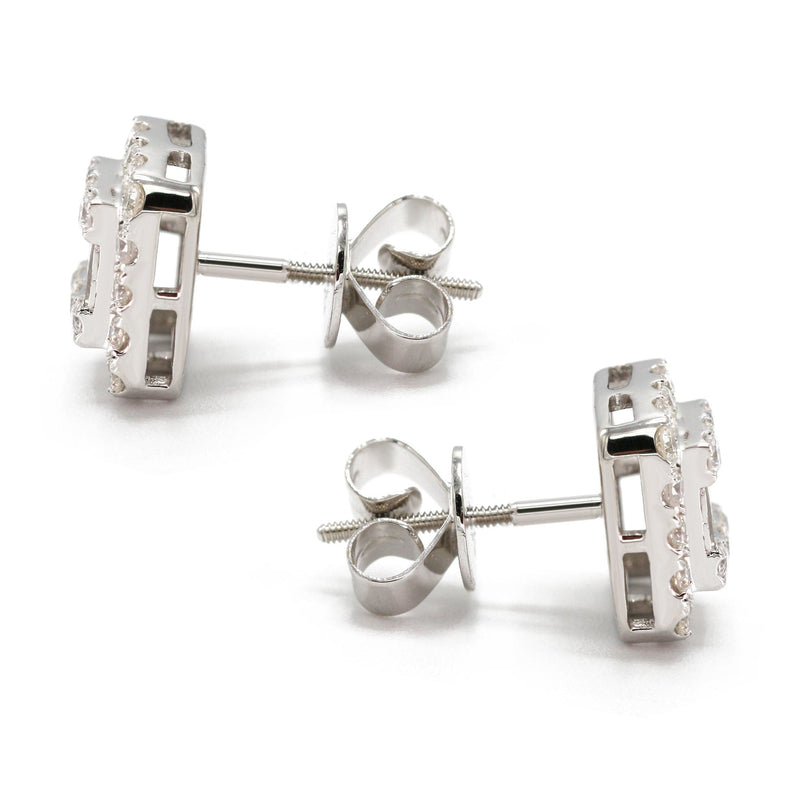 14K White Gold Diamond Baguette Earrings For Men | 1.13 Carats | 3.93 Grams