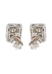 14K White Gold Diamond Baguette Earrings For Men | 1.13 Carats | 3.93 Grams