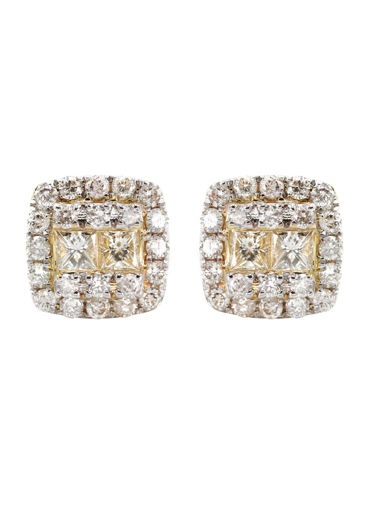 14K Yellow Gold Diamond Earrings For Men | 1.12 Carats | 3.74 Grams
