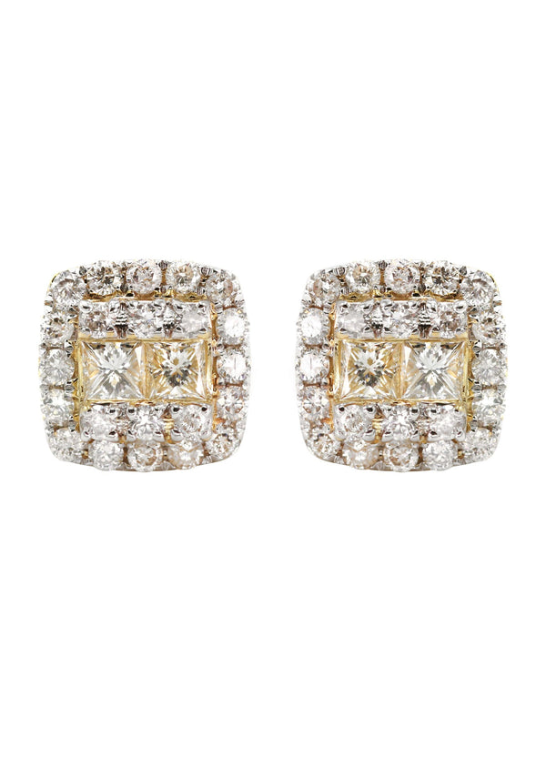 14K Yellow Gold Diamond Earrings For Men | 1.12 Carats | 3.74 Grams