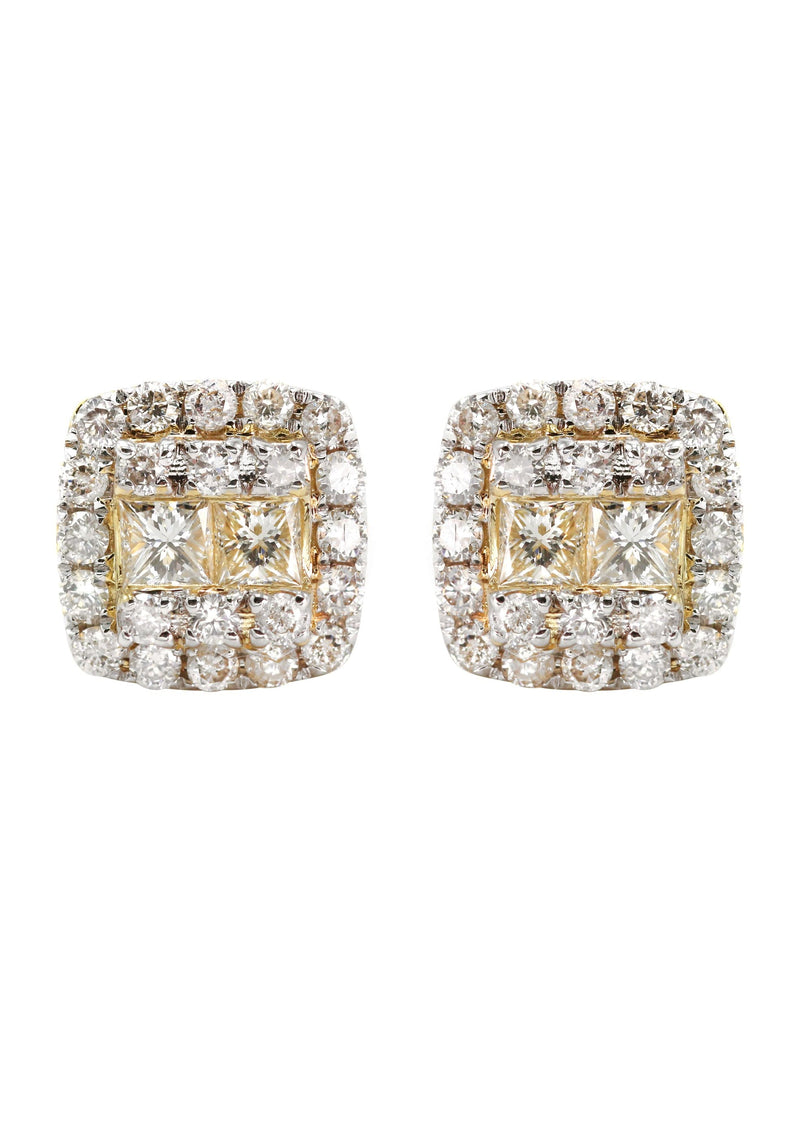 14K Yellow Gold Diamond Earrings For Men | 1.12 Carats | 3.74 Grams