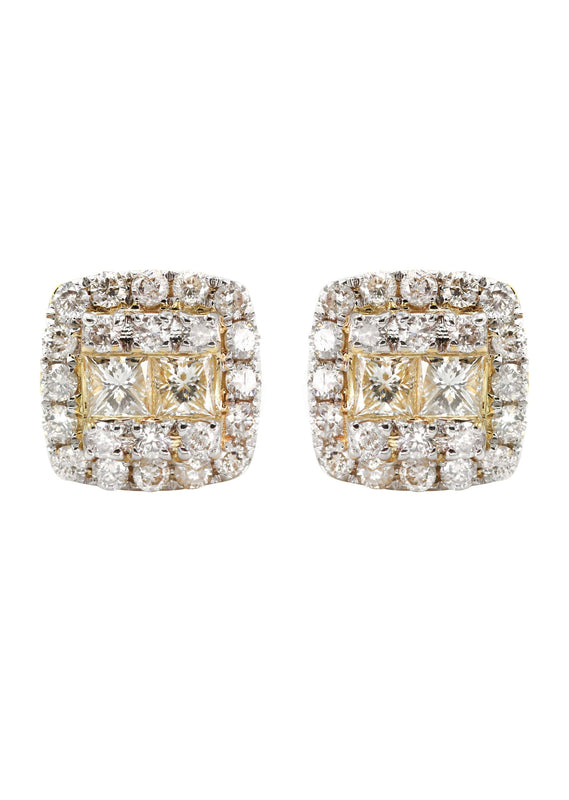 14K Yellow Gold Diamond Earrings For Men | 1.12 Carats | 3.74 Grams